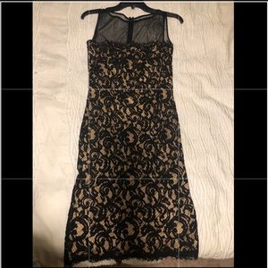 Semi-Formal Black and Tan Lace Dress Sz 4